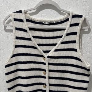 Striped Knit Vest with Buttons